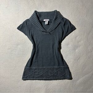 Bongo Women's XL Grey Short Sleeve Cable Knit Sweater